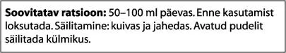 Aloe Vera Plus tervisejook toitumisalane teave
